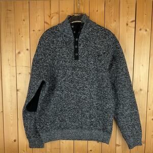 Men's Buffalo David Britton 1/4 Snap Collared Sweater, Black & White - Size L